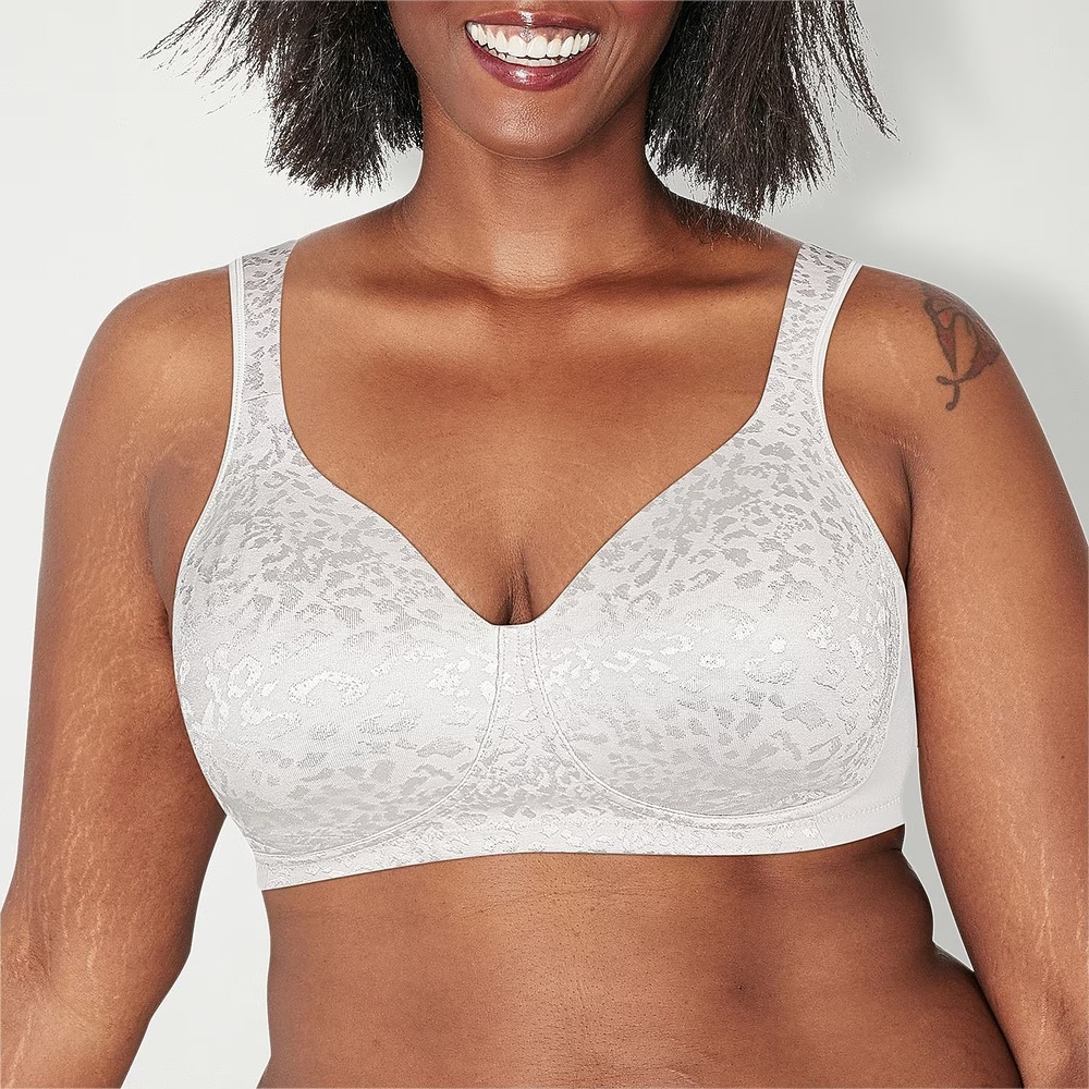 Playtex 18 Hour White Animal 42С Ultimate Lift & Support Wireless Bra 4745 Full